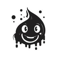 acid blob, vintage logo concept black and white color, hand drawn illustration vector