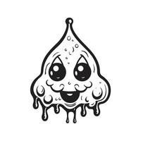 acid blob, vintage logo concept black and white color, hand drawn illustration vector