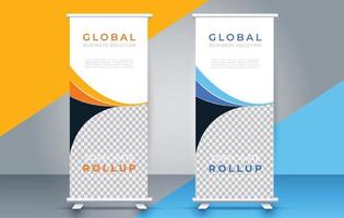 creative roll up banner design template. flyer. pull up. presentation. brochure. poster. advertisement. print media vector