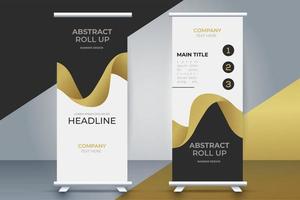 creative  business roll up banner with golden ribbon vector