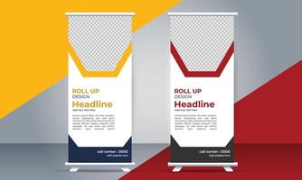 vector Roll up standee template with modern shapes