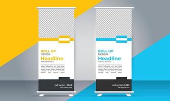 vector Roll up standee template with modern shapes