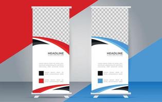 vector Roll up standee template with modern shapes