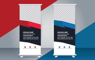 creative Roll up banner template with modern shapes vector