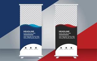 creative Roll up banner template with modern shapes vector