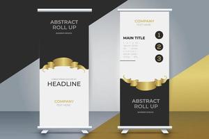 modern business roll up standee with golden ribbon vector