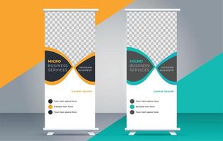 unique roll up stand banner design template vector