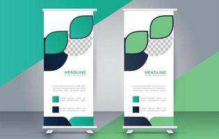 Roll up standee banner template with modern shapes vector