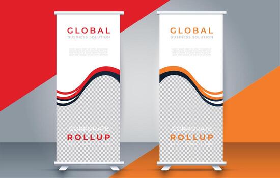 roll up banner template display standee for presentation purpose vector