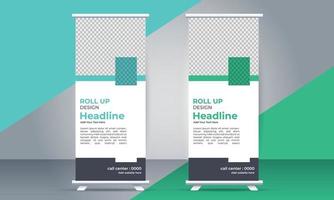 vector Roll up standee template with modern shapes