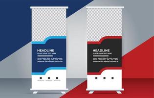 vector Roll up standee template with modern shapes