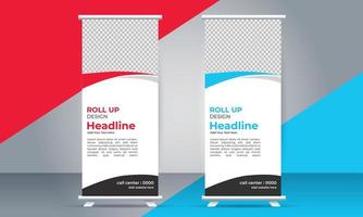 vector Roll up standee template with modern shapes