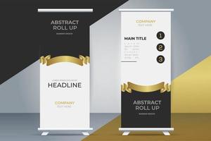 modern business roll up standee with golden ribbon vector