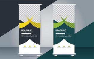 creative Roll up banner template with modern shapes vector