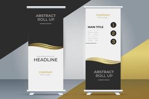 modern business roll up standee with golden ribbon vector