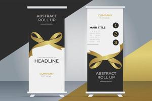 modern business roll up standee with golden ribbon vector