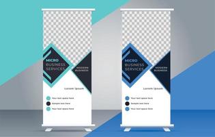 unique roll up stand banner design template vector