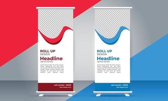 vector Roll up standee template with modern shapes