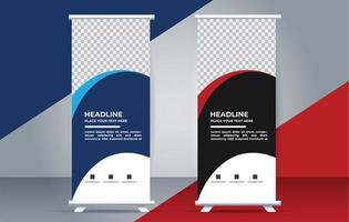 vector Roll up standee template with modern shapes