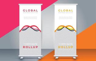 creative roll up banner design template. flyer. pull up. presentation. brochure. poster. advertisement. print media vector