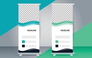 vector Roll up standee template with modern shapes