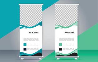 vector Roll up standee template with modern shapes