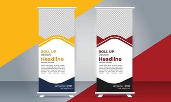 vector Roll up standee template with modern shapes