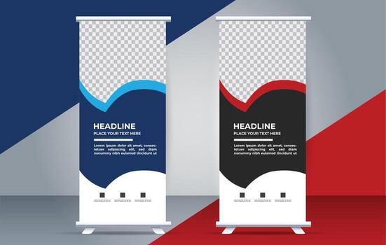 vector Roll up standee template with modern shapes