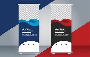 creative Roll up banner template with modern shapes vector