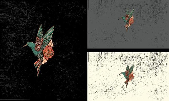 flying bird and red rose vector mascot design