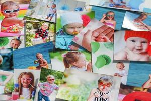 Printed photographs of children. A huge amount of printed materials. photo