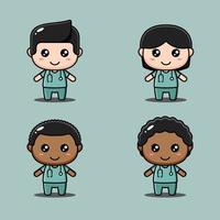 Cute nurses characters bundle suitable for kids products vector