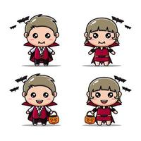 Cute vampire characters bundle suitable for kids products vector