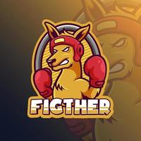 Mascot of Fighter Kangaroo that is suitable for e-sport gaming logo template vector