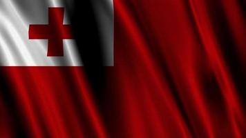 Flagge von Tonga, mit ein wellig bewirken fällig zu das Wind. video