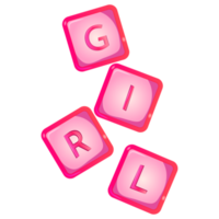 Baby shower pink cubes, it's a girl letters. Illustrations for invitations, greeting cards, posters png