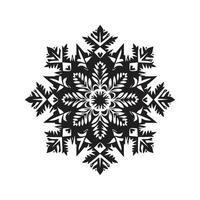 snowflake, vintage logo concept black and white color, hand drawn illustration vector