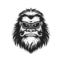 yeti, vintage logo concept black and white color, hand drawn illustration vector