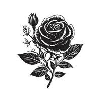 rose, vintage logo concept black and white color, hand drawn illustration vector