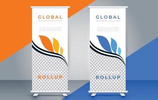 creative roll up banner design template. flyer. pull up. presentation. brochure. poster. advertisement. print media vector