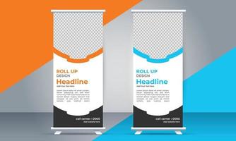 vector Roll up standee template with modern shapes