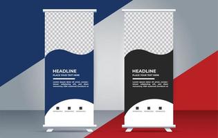 creative Roll up banner template with modern shapes vector