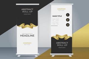 modern business roll up standee with golden ribbon vector