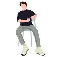 handsome man sit on a chair ,good for graphic design resource vector