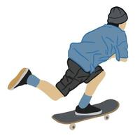 hombre empujar el patineta ,bien para gráfico diseño recurso vector