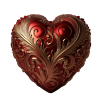 Valentines Day Greeting With Red And Golden Heart png