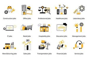 Type of Career and jobs icon of field of job you can choose for your career path vector