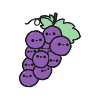 dessiné à la main mignonne raisin, mignonne fruit personnage conception dans griffonnage style png