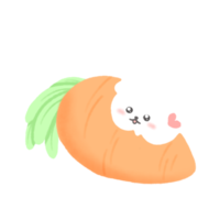 Hand-drawn Giant carrot with rabbit in doodle style png