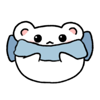 Hand-drawn White Bear with Blue scarf in doodle style png